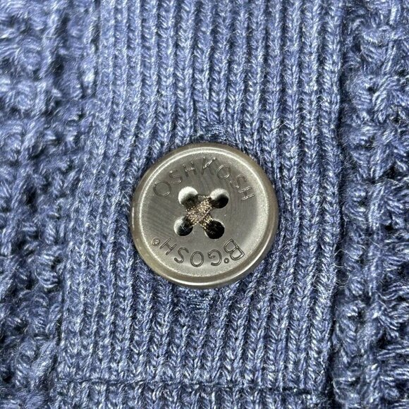 Osh Kosh Sweater Youth Size 14/14A Hoodie Cable Knit Navy Blue Buttons Pullover - Picture 5 of 13